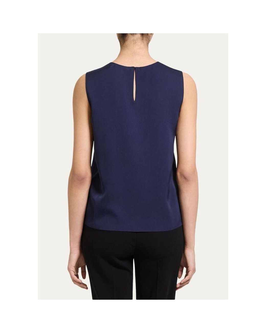 Theory Blue Silk Straight Shell Top