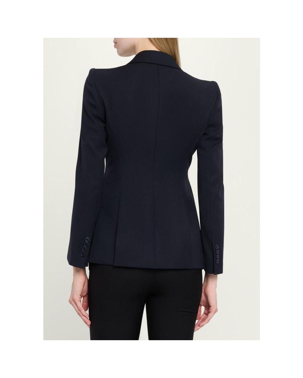 McQueen Blue Peaked Shoulder Crepe Single-Button Jacket