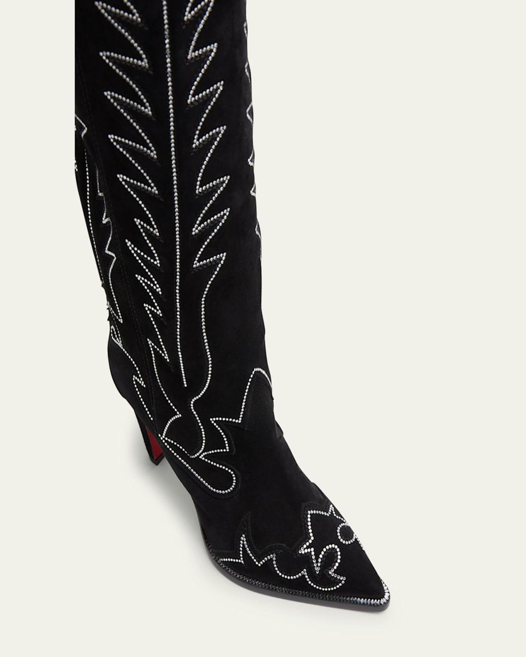 Christian Louboutin Suede Strass Stiletto Western Boots in Black Lyst