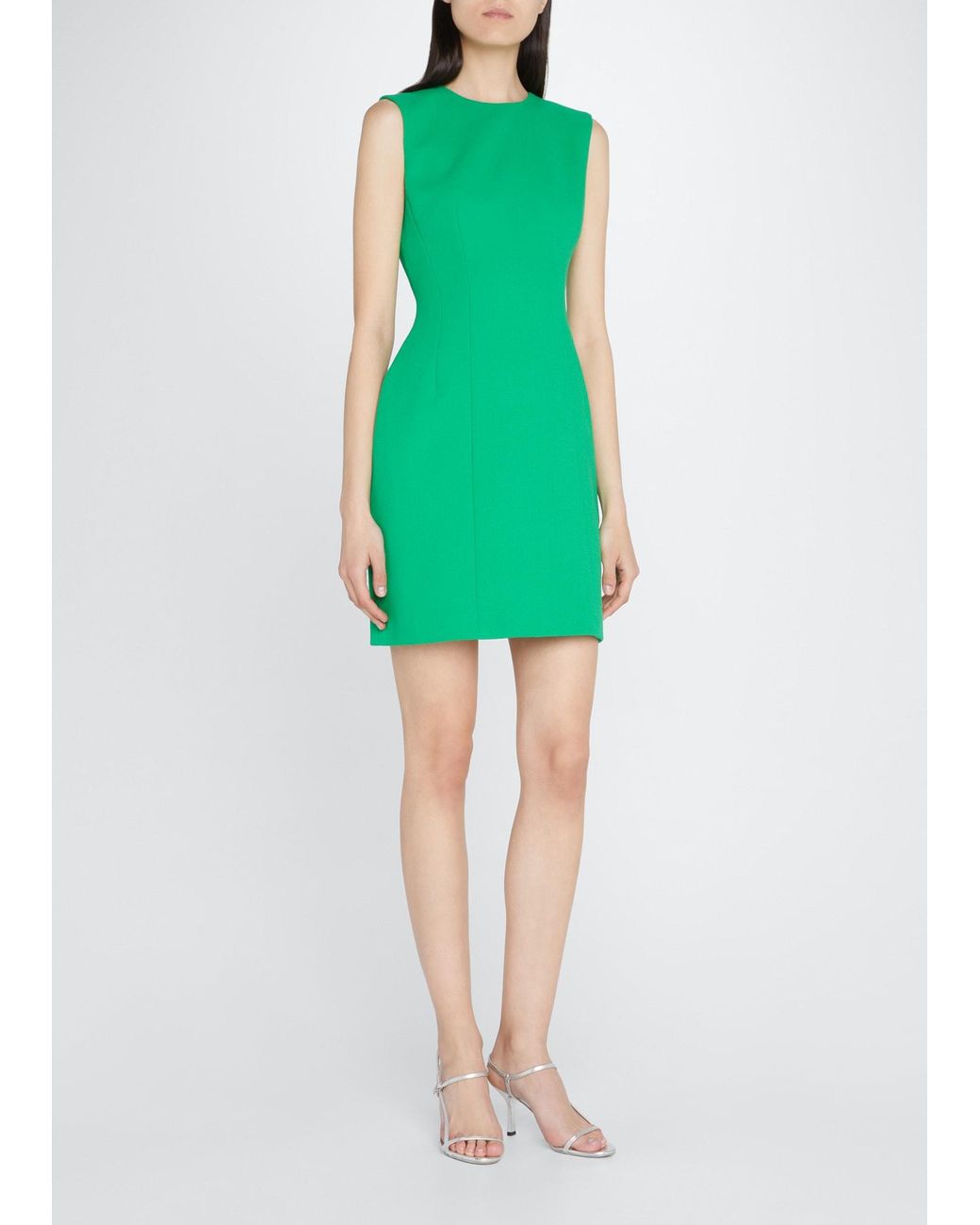 Adam Lippes Sheath Wool Crepe Mini Dress in Green | Lyst