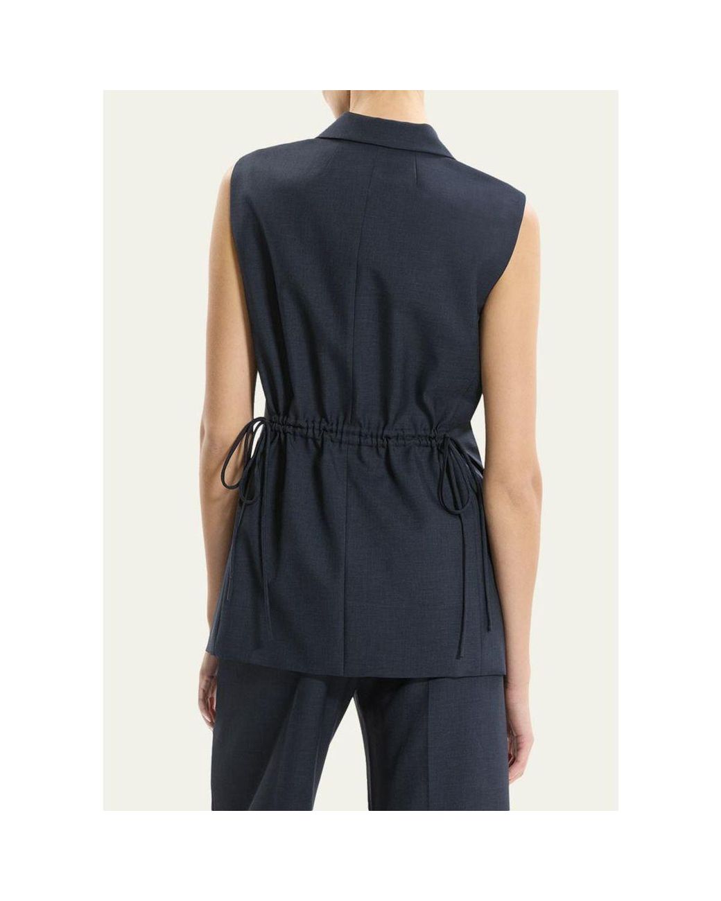 Theory Blue Three-Button Slash Vest