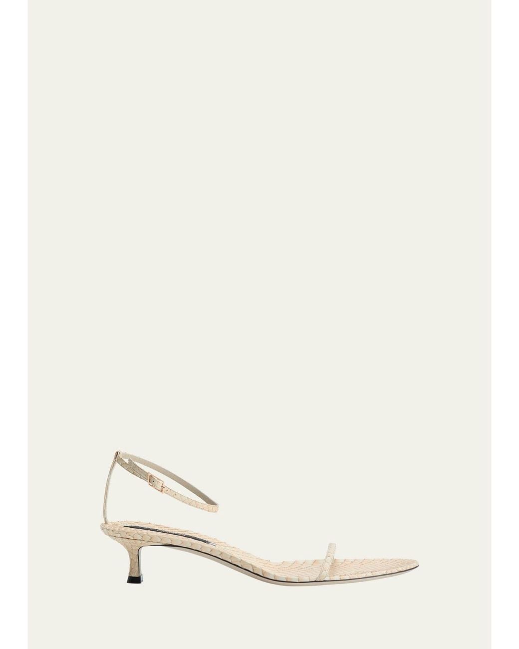 Christen Natural Python Ankle-Strap Sandals