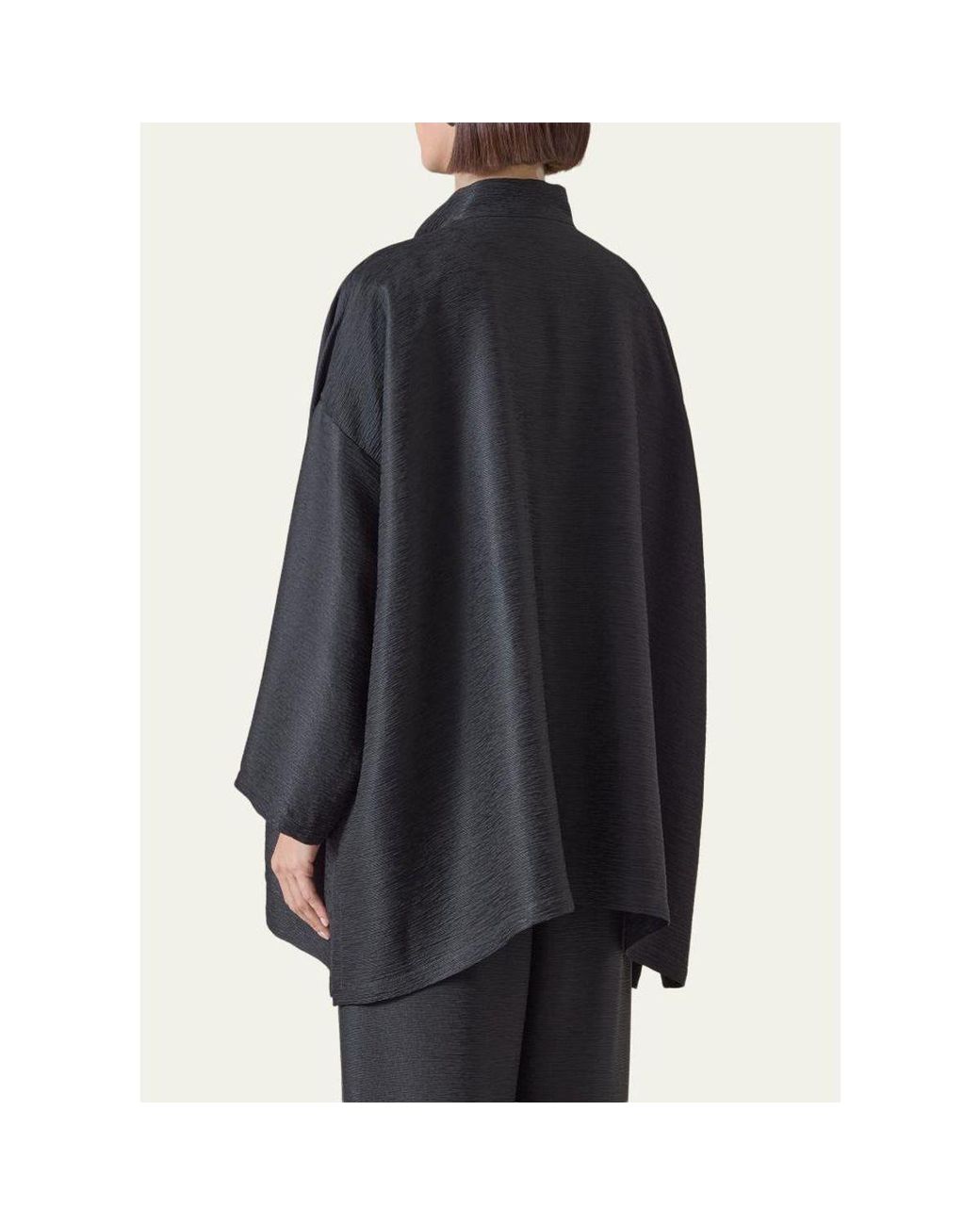 Eskandar Black Wide A-Line Mandarin Jacket