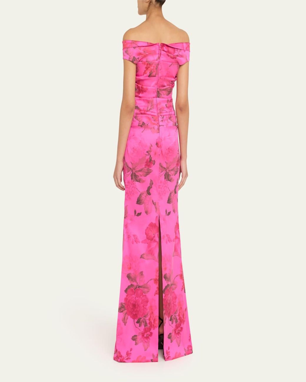 Teri Jon Ruched Off-Shoulder Stretch Gazar Gown in Pink | Lyst