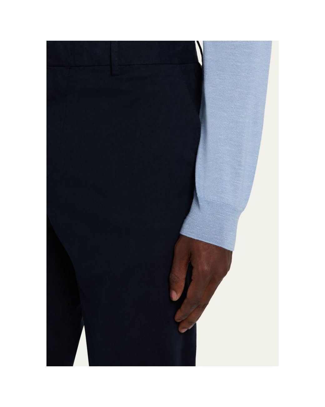 Zegna Blue Slim Flat-Front Pants for men