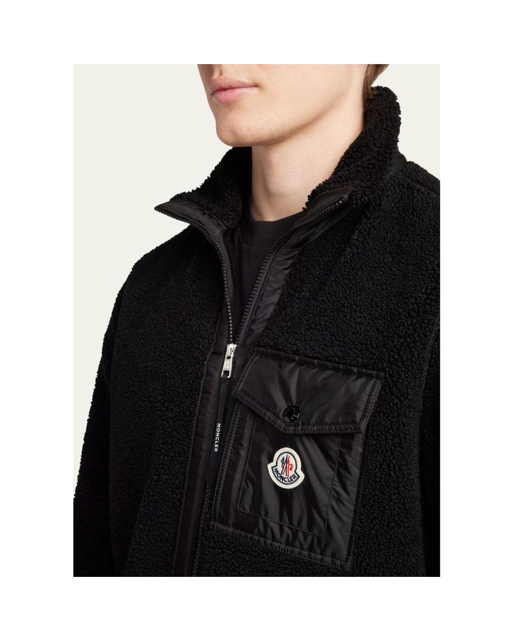 Moncler Black Teddy Boucle Full-Zip Jacket for men