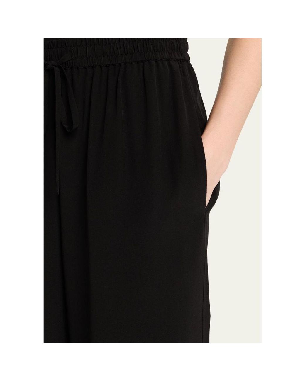 Matteau Black Silk Drawstring Trousers