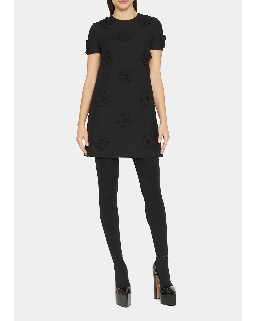 ワンピースその他 Valentino Black mini dress with rose applique Valentino Black mini dress with rose appliqué | TheDoubleF