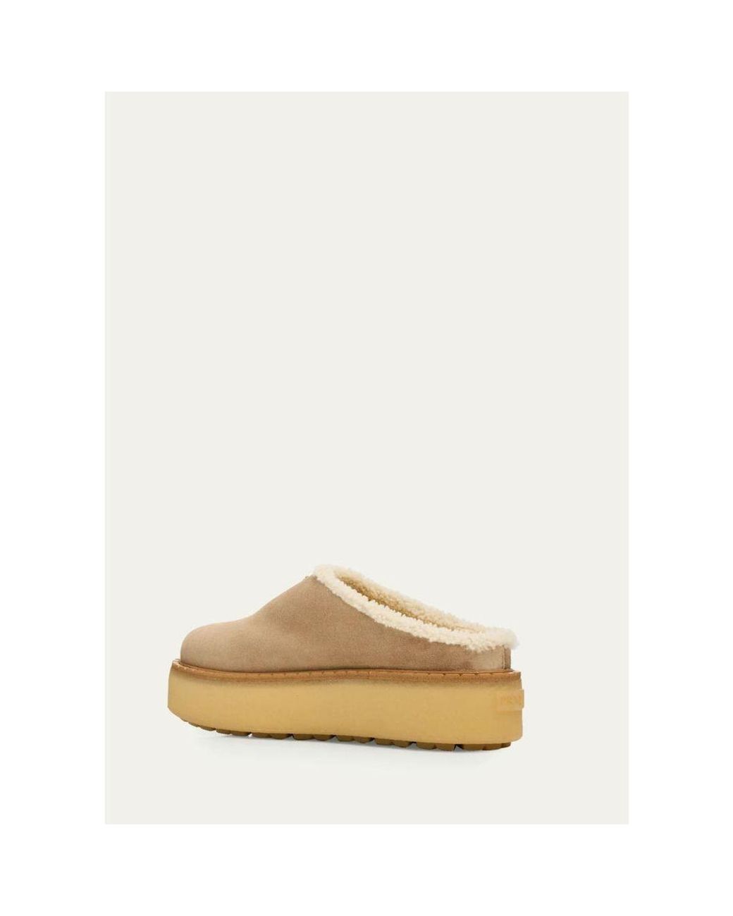Prada Natural Suede Shearling Cozy Platform Mules
