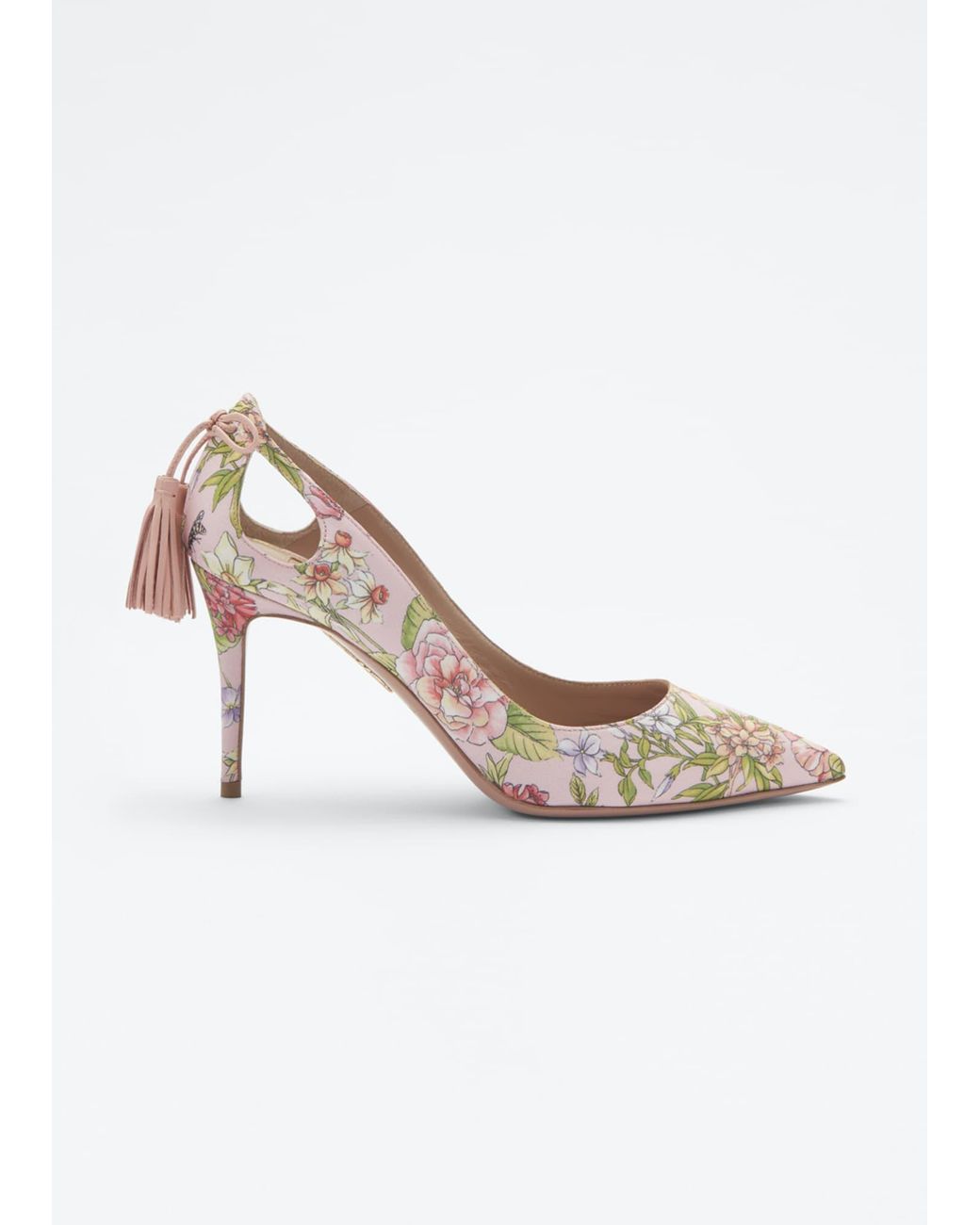 pink floral pumps