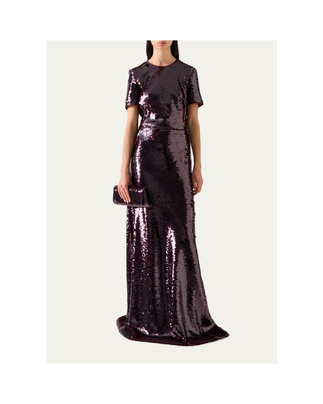 Akris Sequined Tulle Short-Sleeve A-Line Gown in White | Lyst