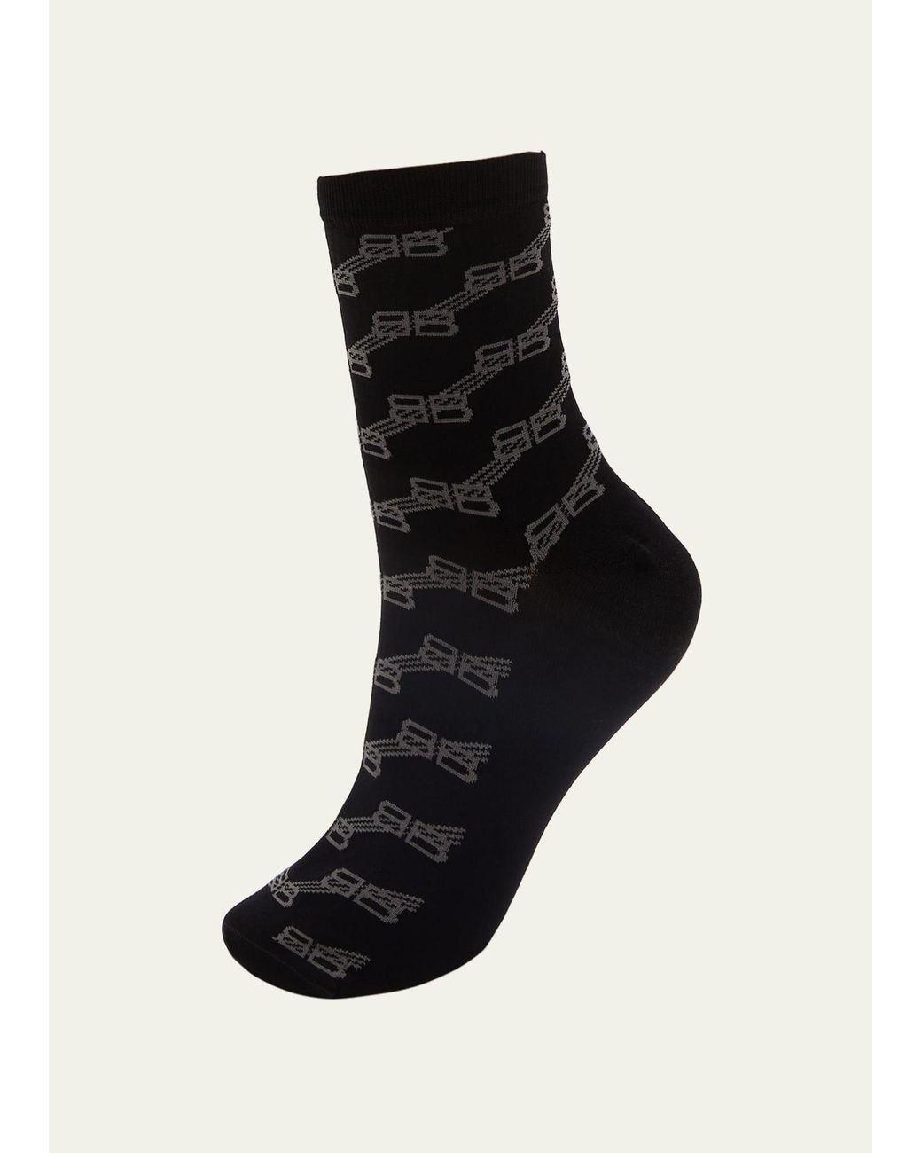 Balenciaga Monogram Logo Tennis Socks in Black | Lyst