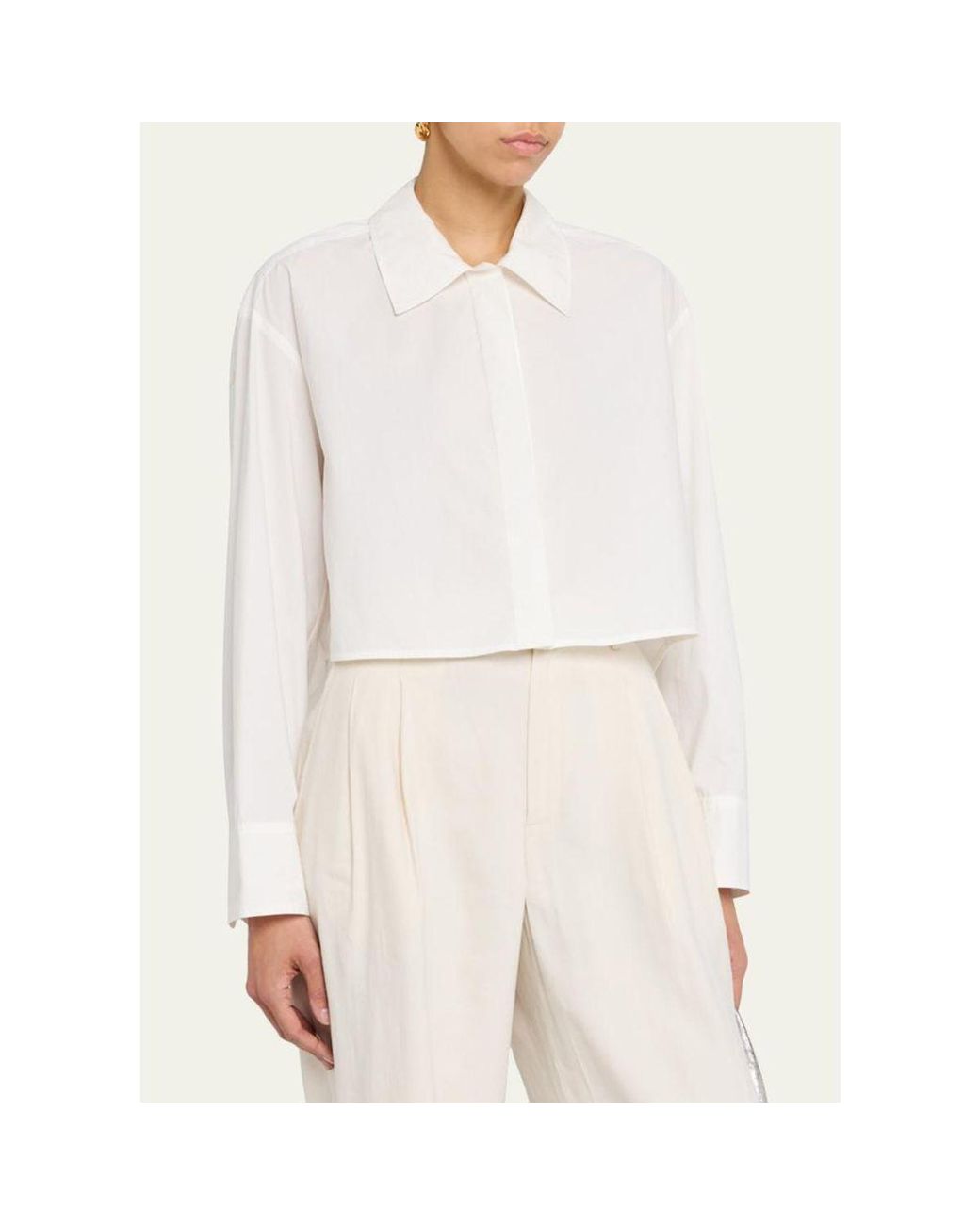 A.L.C. Natural Maude Cropped Button-Front Top