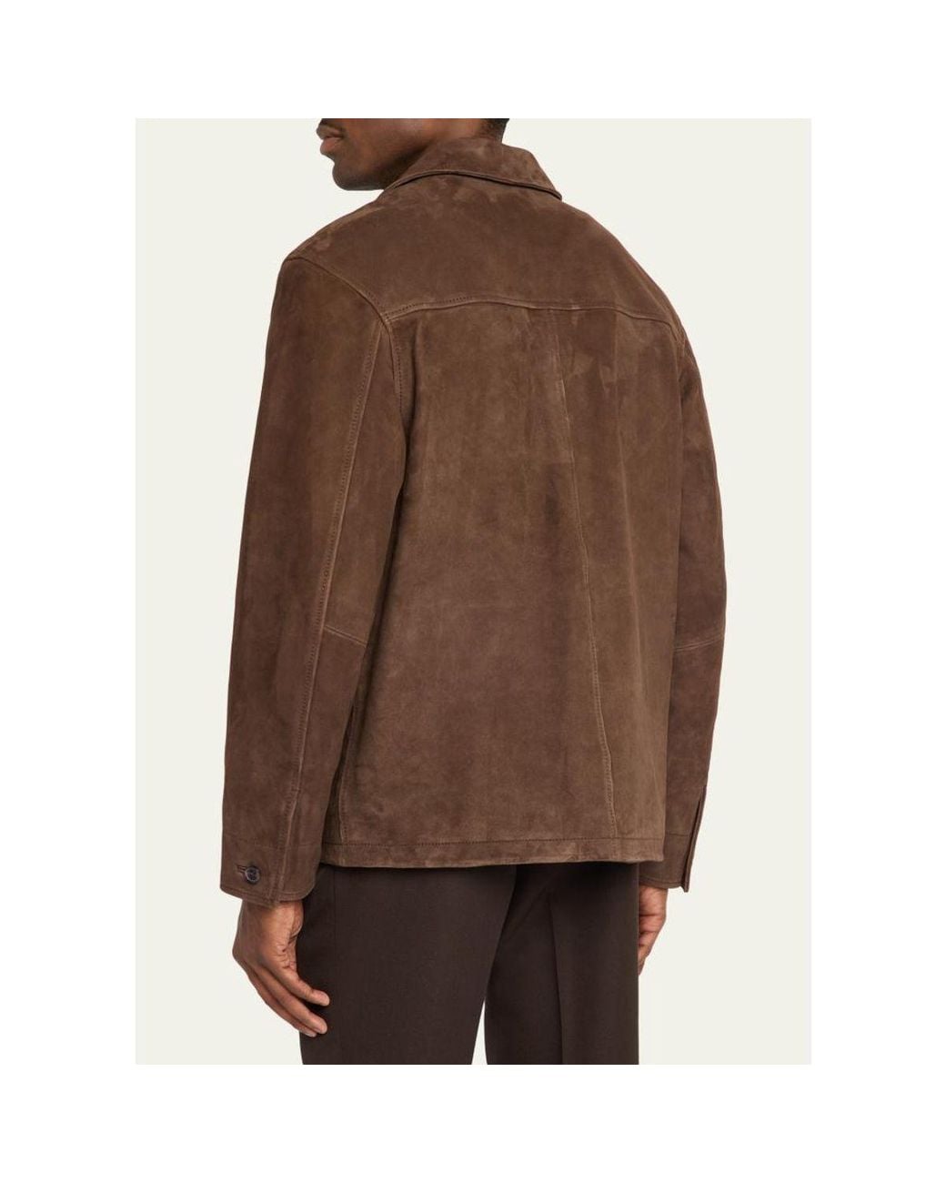 Officine Generale Brown Suede Button-Front Jacket for men