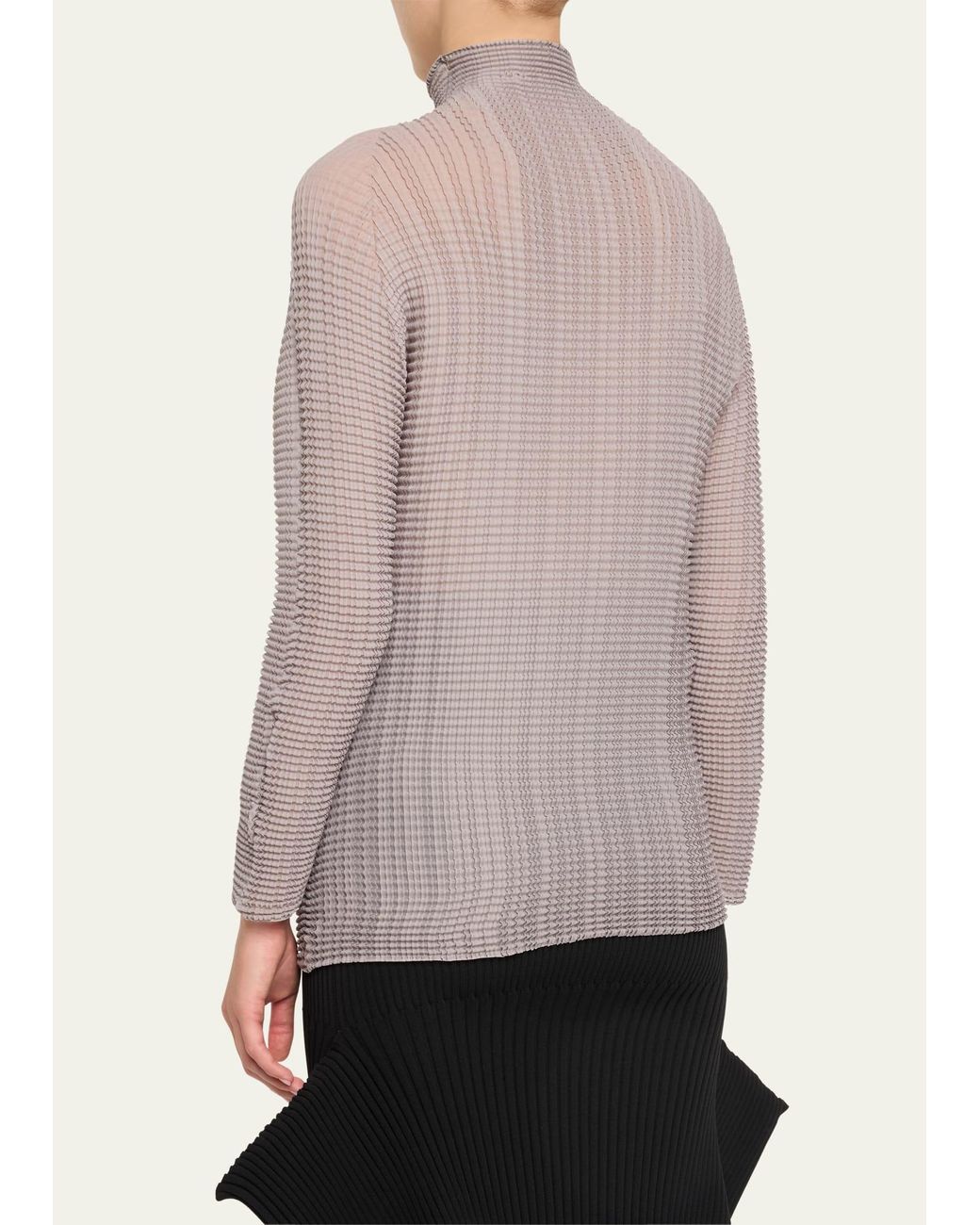 Issey Miyake Wooly Pleats-46 High-neck Top in Gray | Lyst