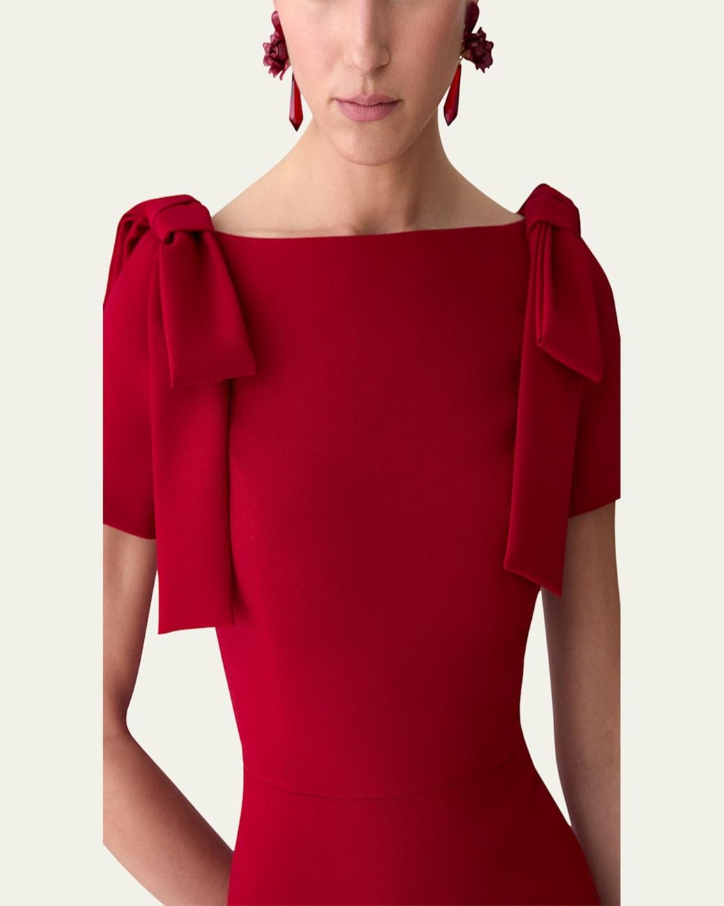 carolina herrera red bow dress Brocade Dress with Bow red