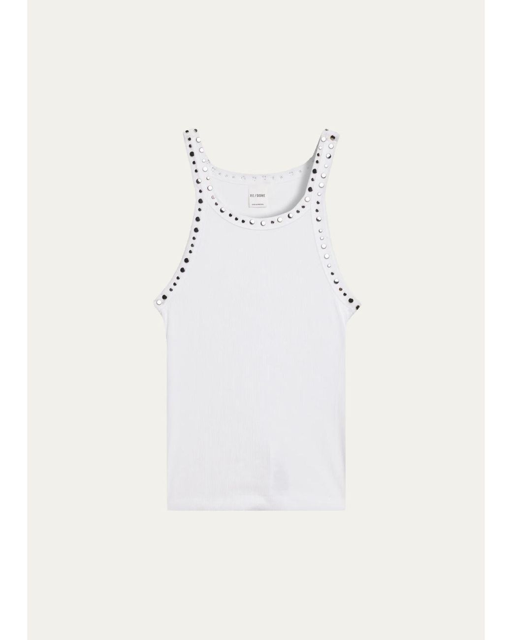 Re/done Natural Multi-Stud Ribbed Tank Top