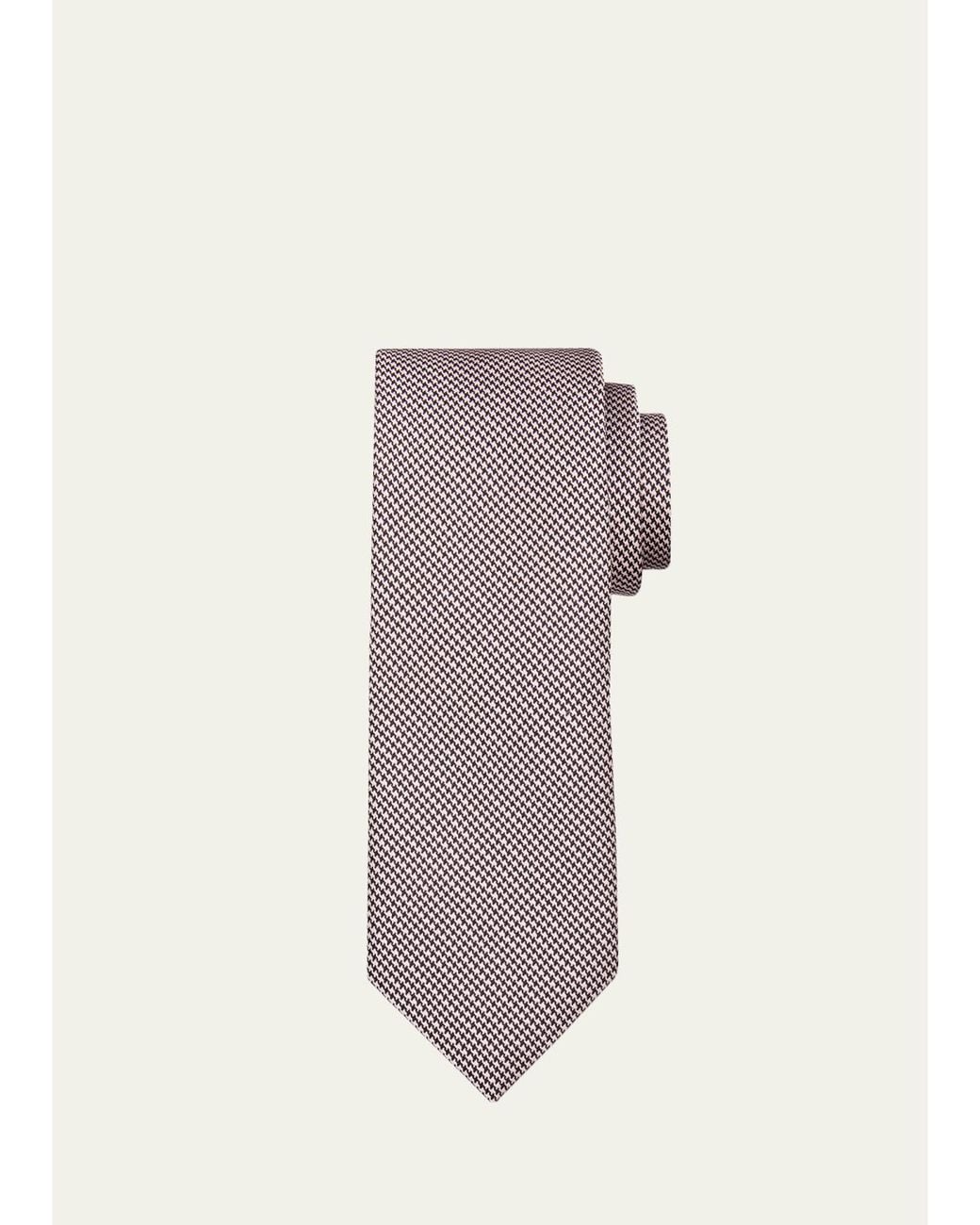 Tom Ford Pink Micro-Houndstooth Silk Tie for men