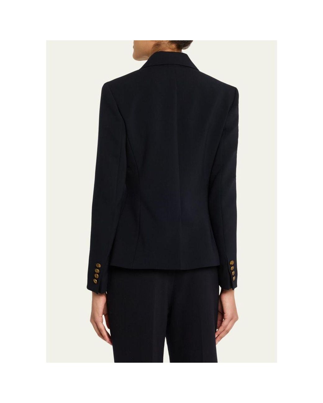 Max Mara Blue Single-Breasted Stretch Wool Jacket