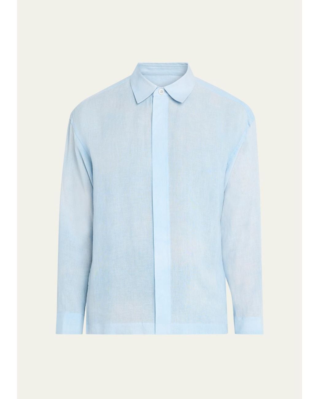 IM MEN Blue Floating Linen Button-Down Shirt for men
