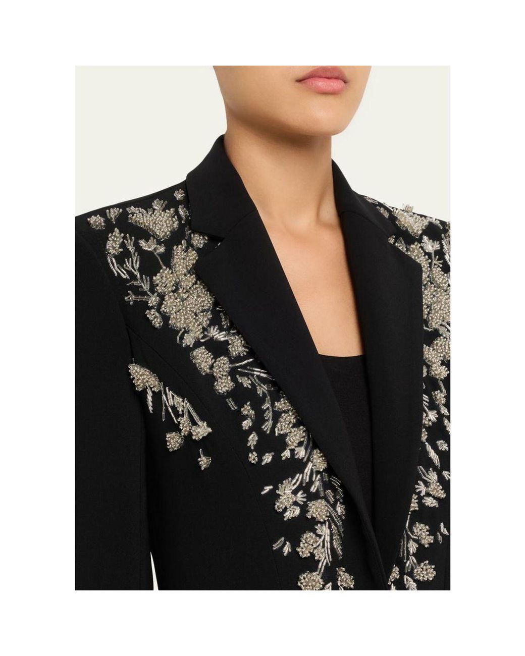 Prabal Gurung Black Beaded Single-Button Blazer