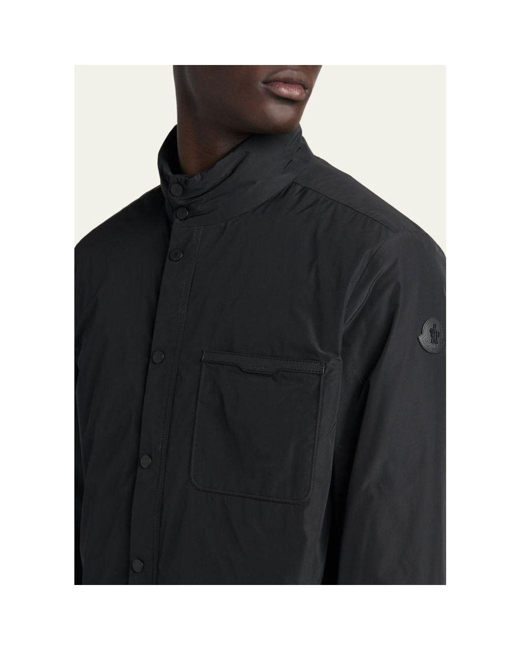 Moncler Blue Snap-Front Down Jacket for men