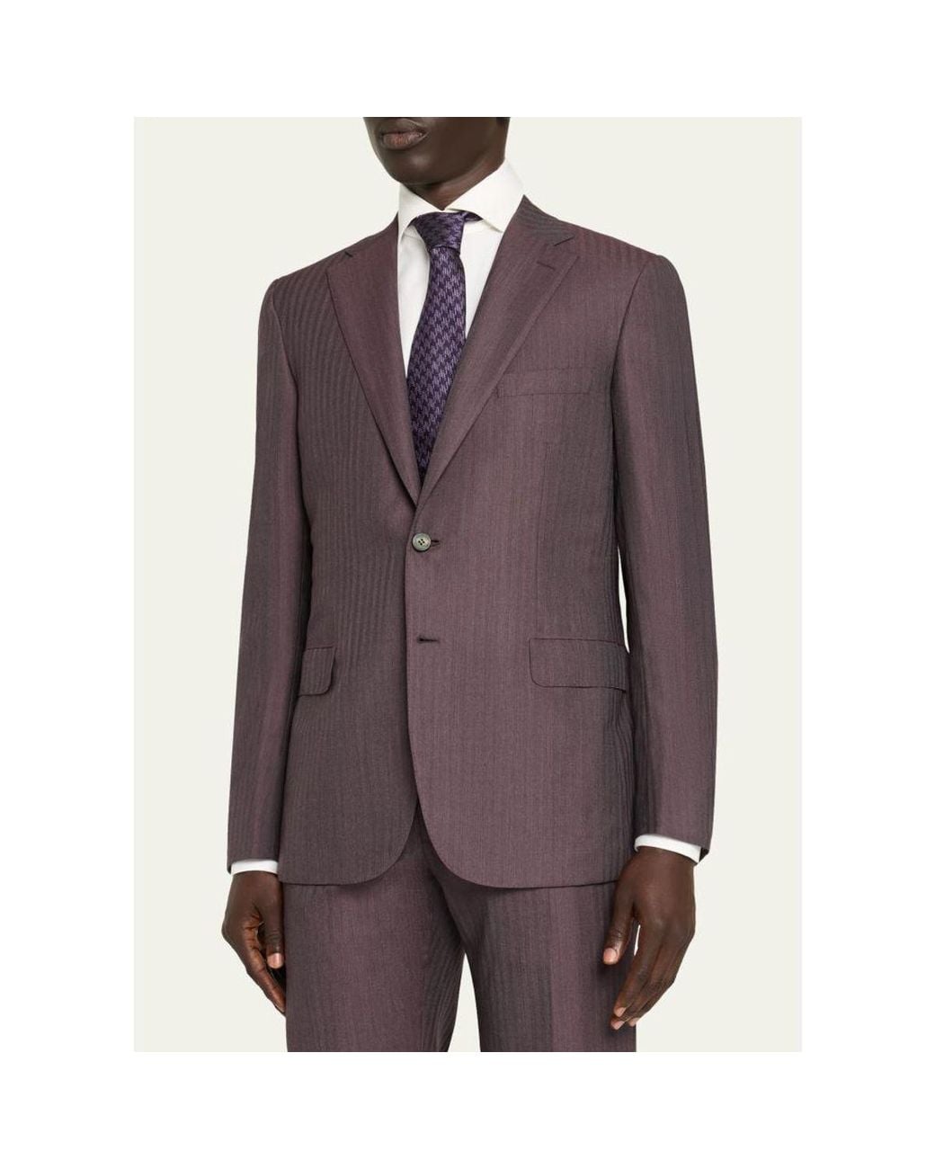 Brioni Multicolor Wool Herringbone Single-Breasted Suit for men
