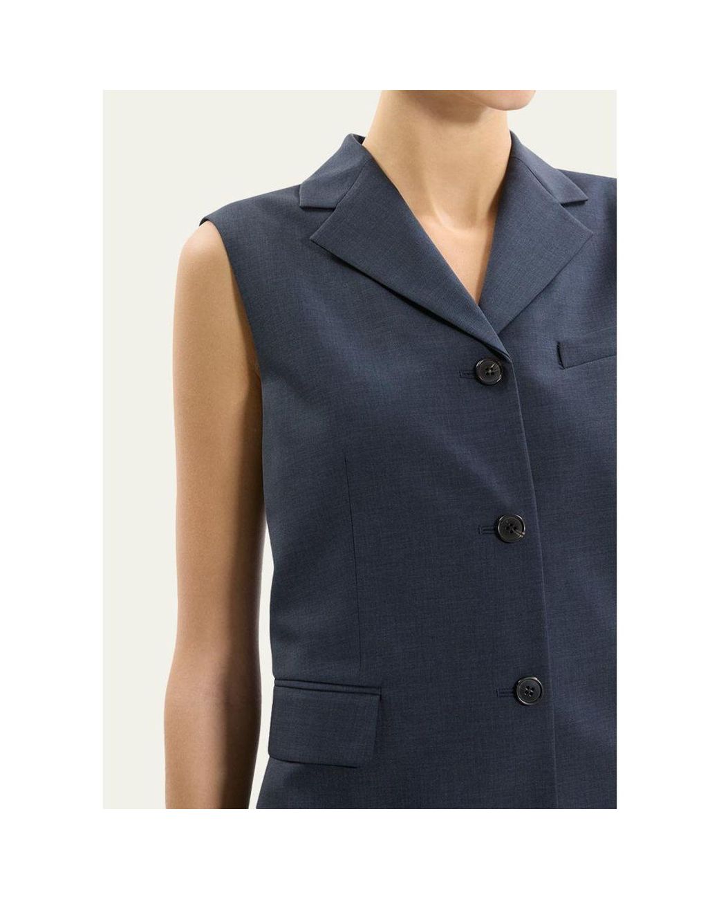 Theory Blue Three-Button Slash Vest