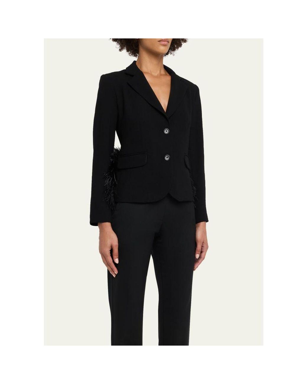 Libertine Black Feathered Single-Breasted Jacket