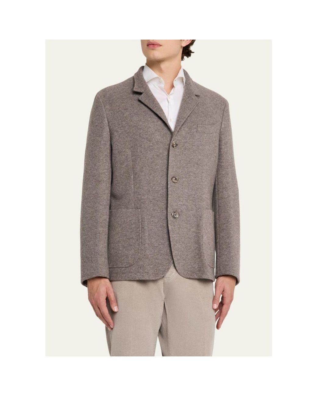 Fedeli Brown Double-Face Cashmere Chore Jacket for men