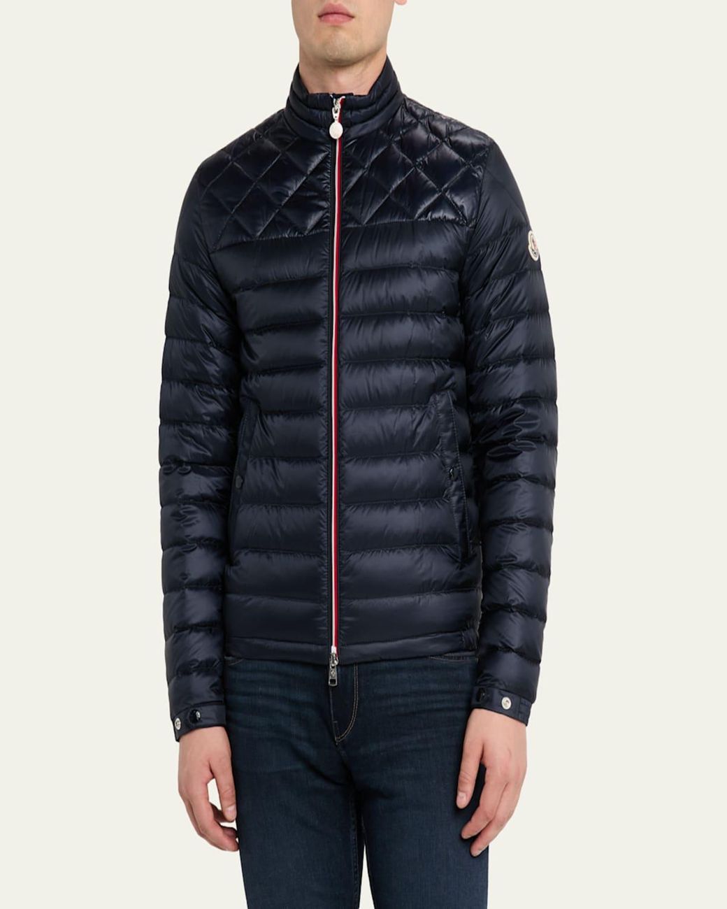 Moncler Blue Quilted Nylon Down Jacket for men
