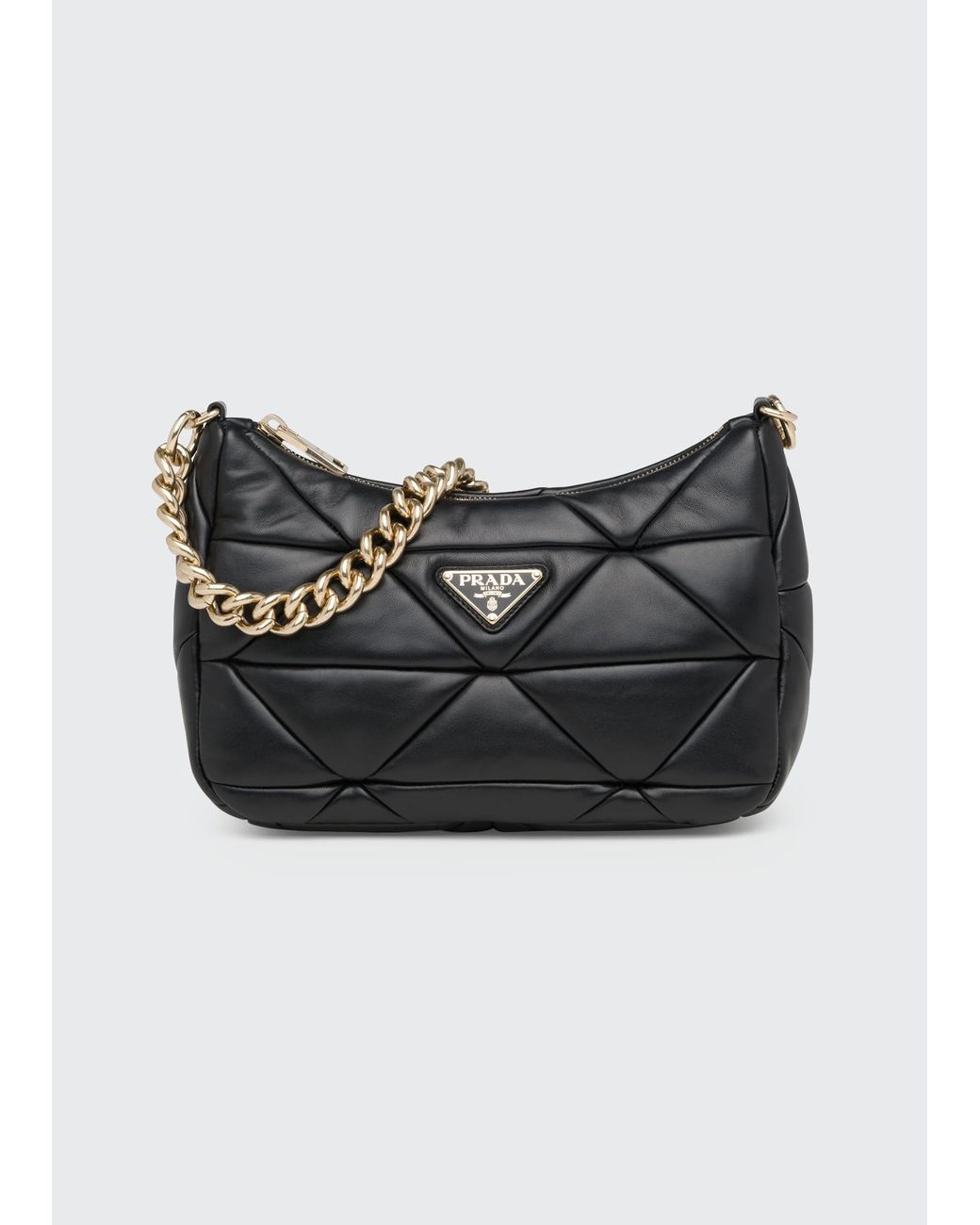 Prada System Triangle Quilted Napa Shoulder Bag in Black Lyst
