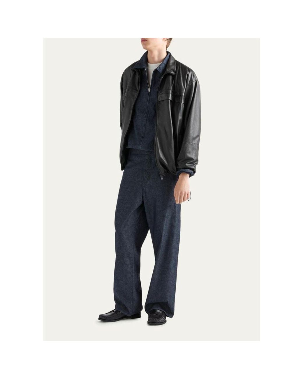 Prada Blue Washed Chambray Pants for men