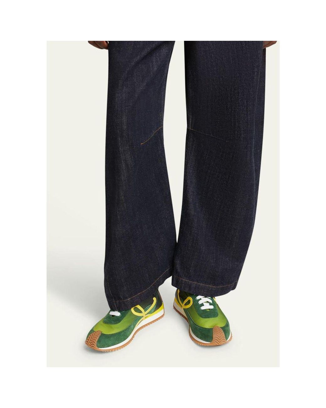 Loewe Green Flow Runner Suede And Leather Sneakers