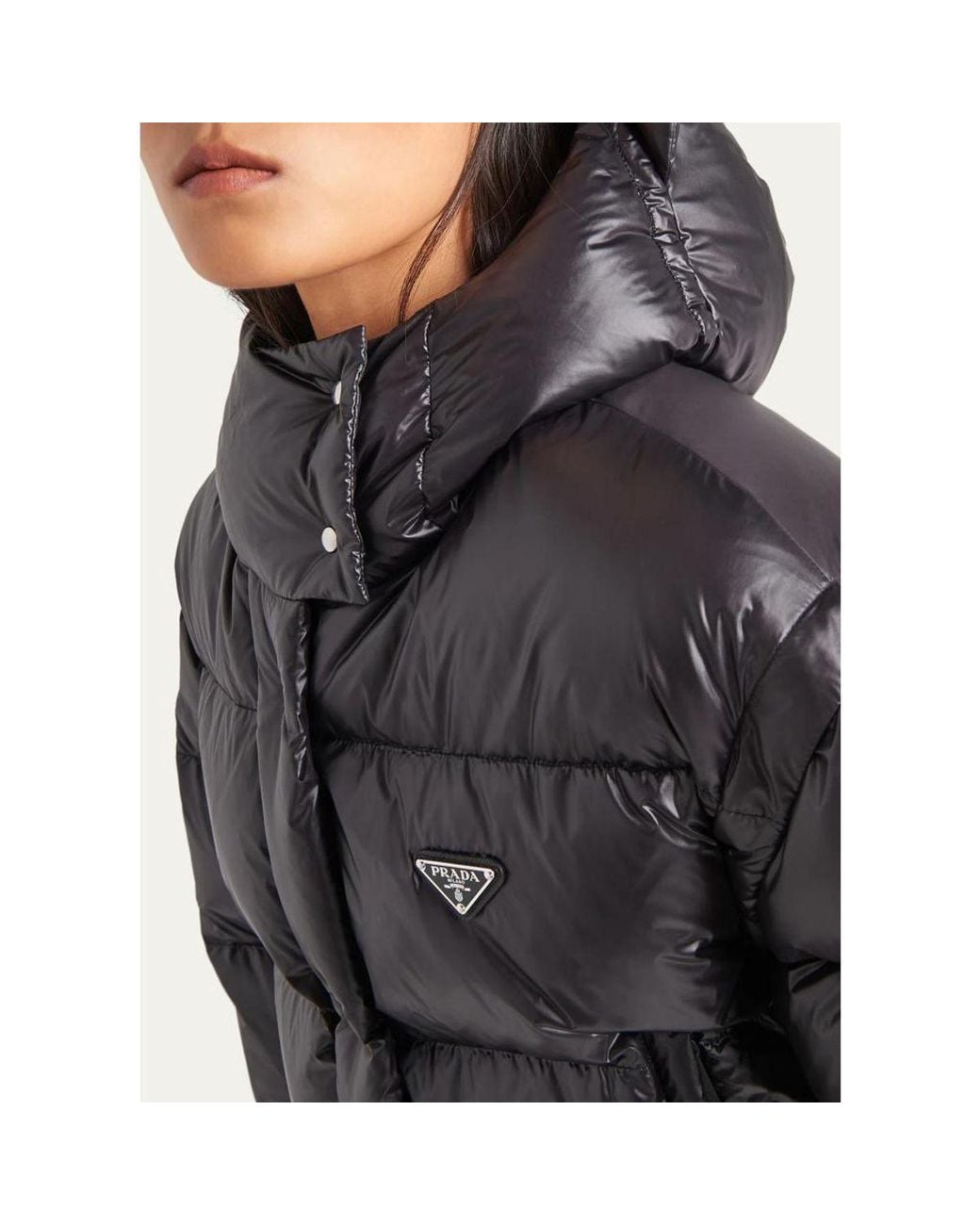 Prada Black Re-Nylon Transformable Hooded Down Jacket