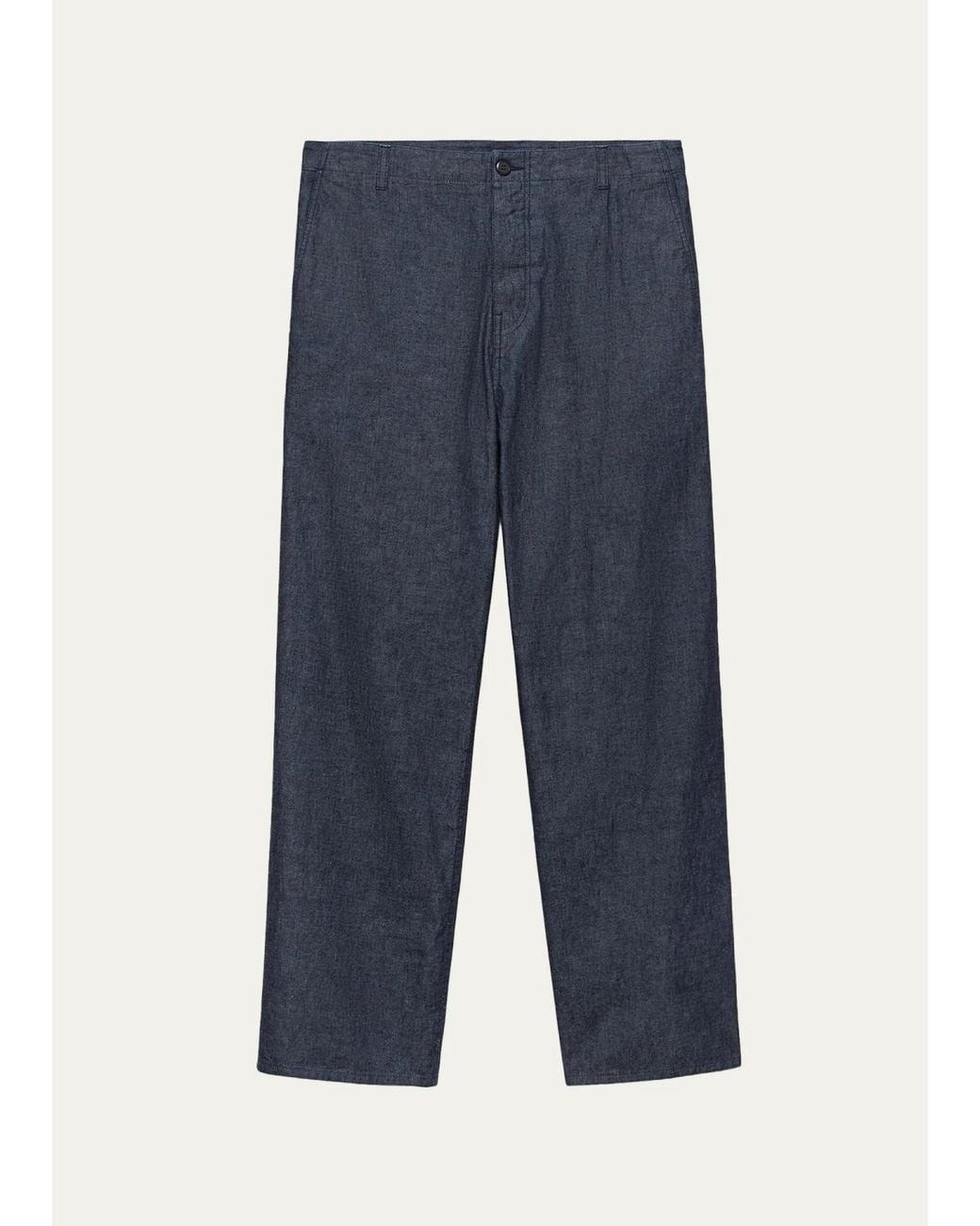 Prada Blue Washed Chambray Pants for men