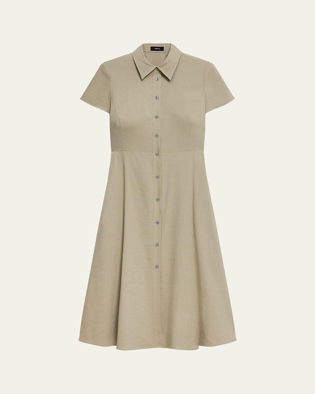 Theory Good Linen Short-Sleeve Button-Front Midi Shirt Dress in Natural |  Lyst