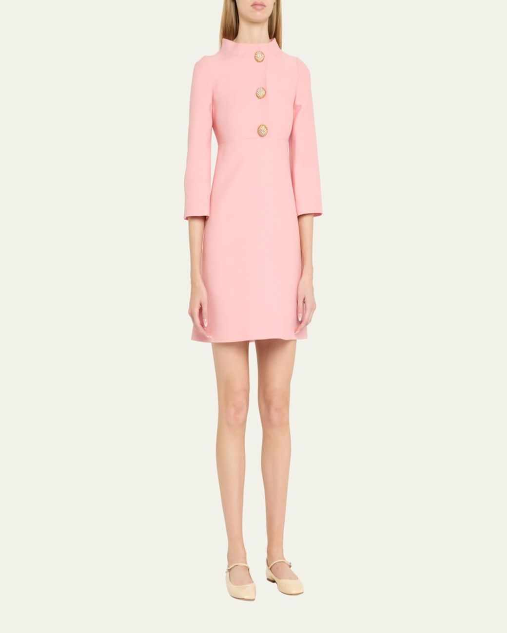 Valentino Garavani Funnel-Neck Crystal Button Mini Dress in Pink | Lyst