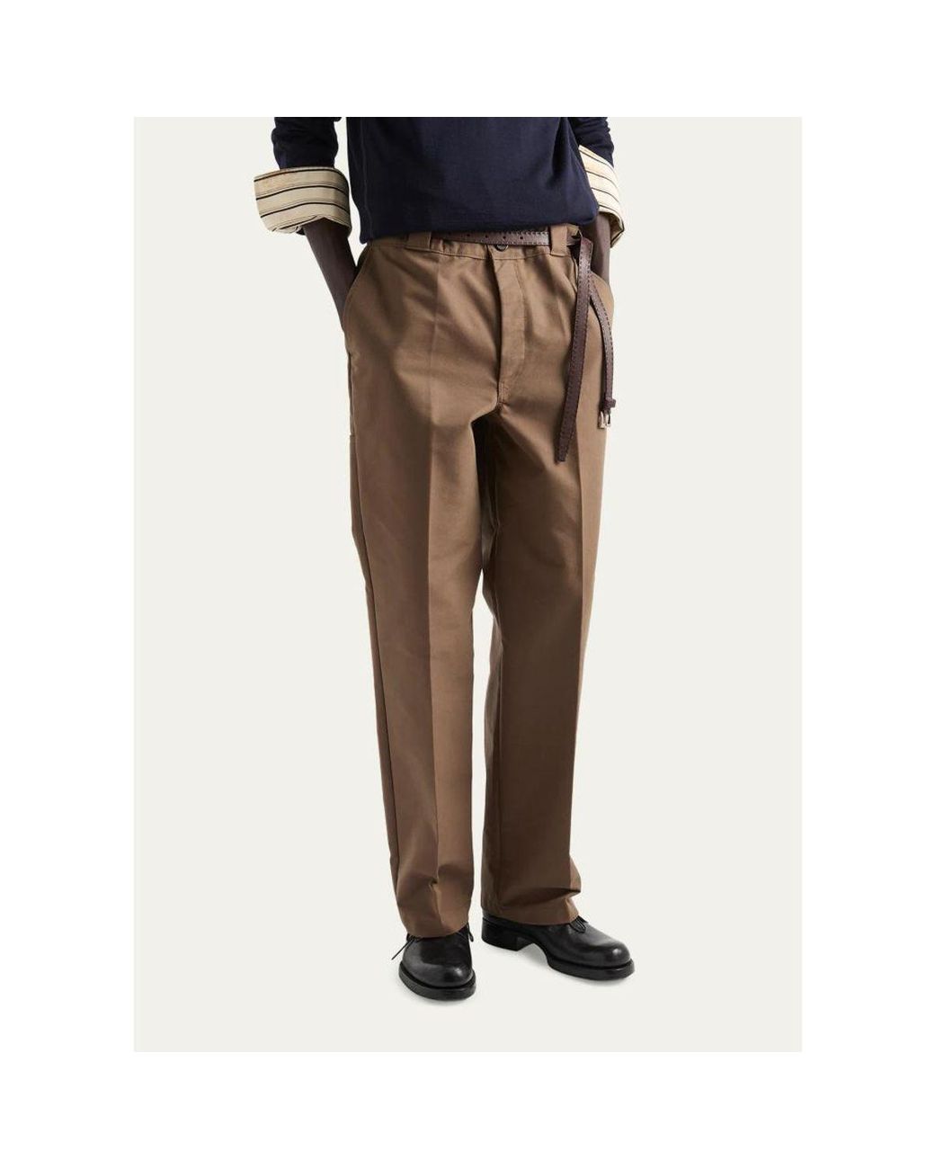 Prada Natural Technical Canvas Cotton Pants for men