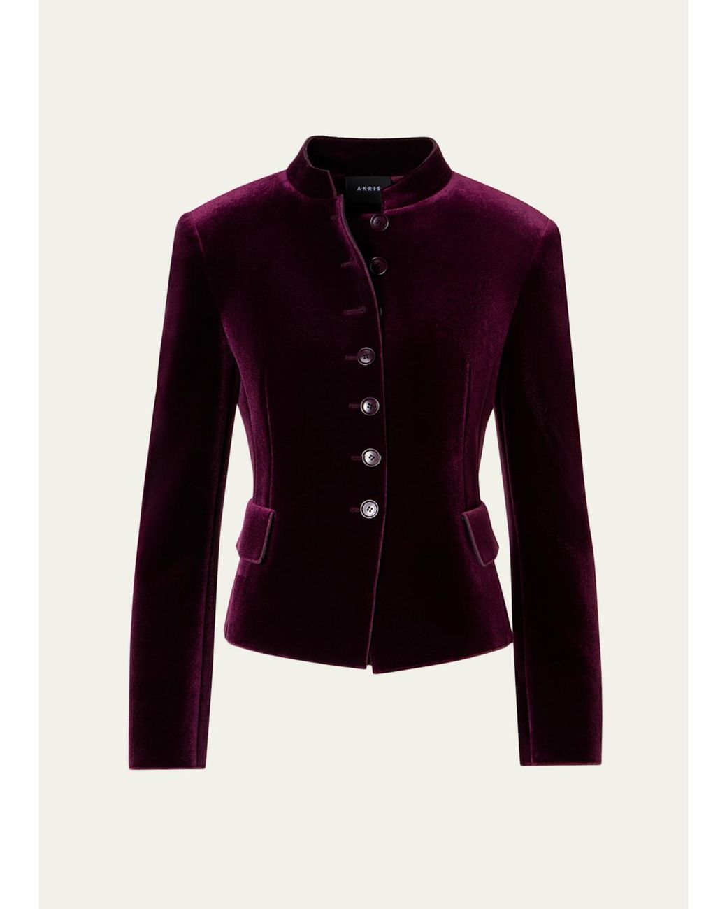 Akris Blue Deva Velvet Single-Breasted Fitted Jacket