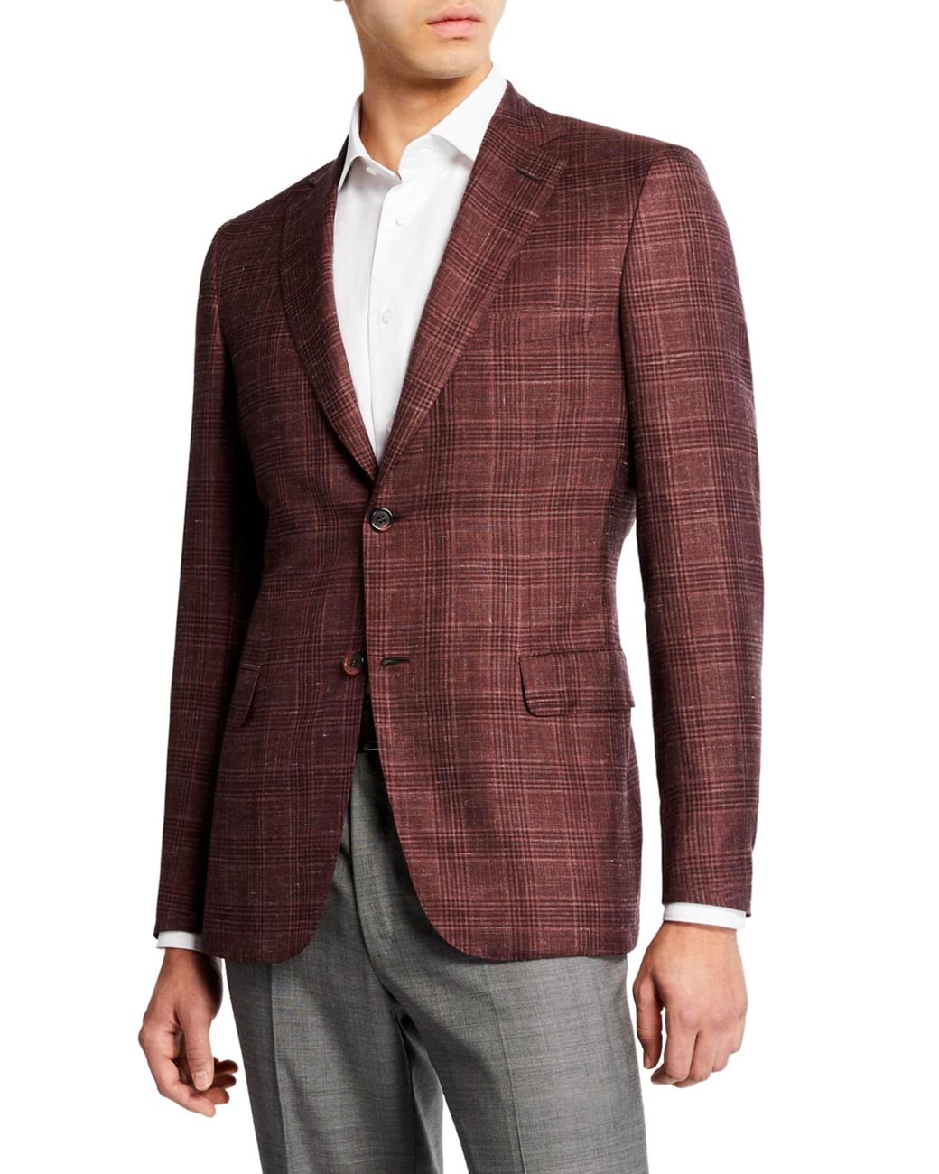 Brioni Men's Cashmere/silk Plaid Sport Coat in Red for Men Lyst