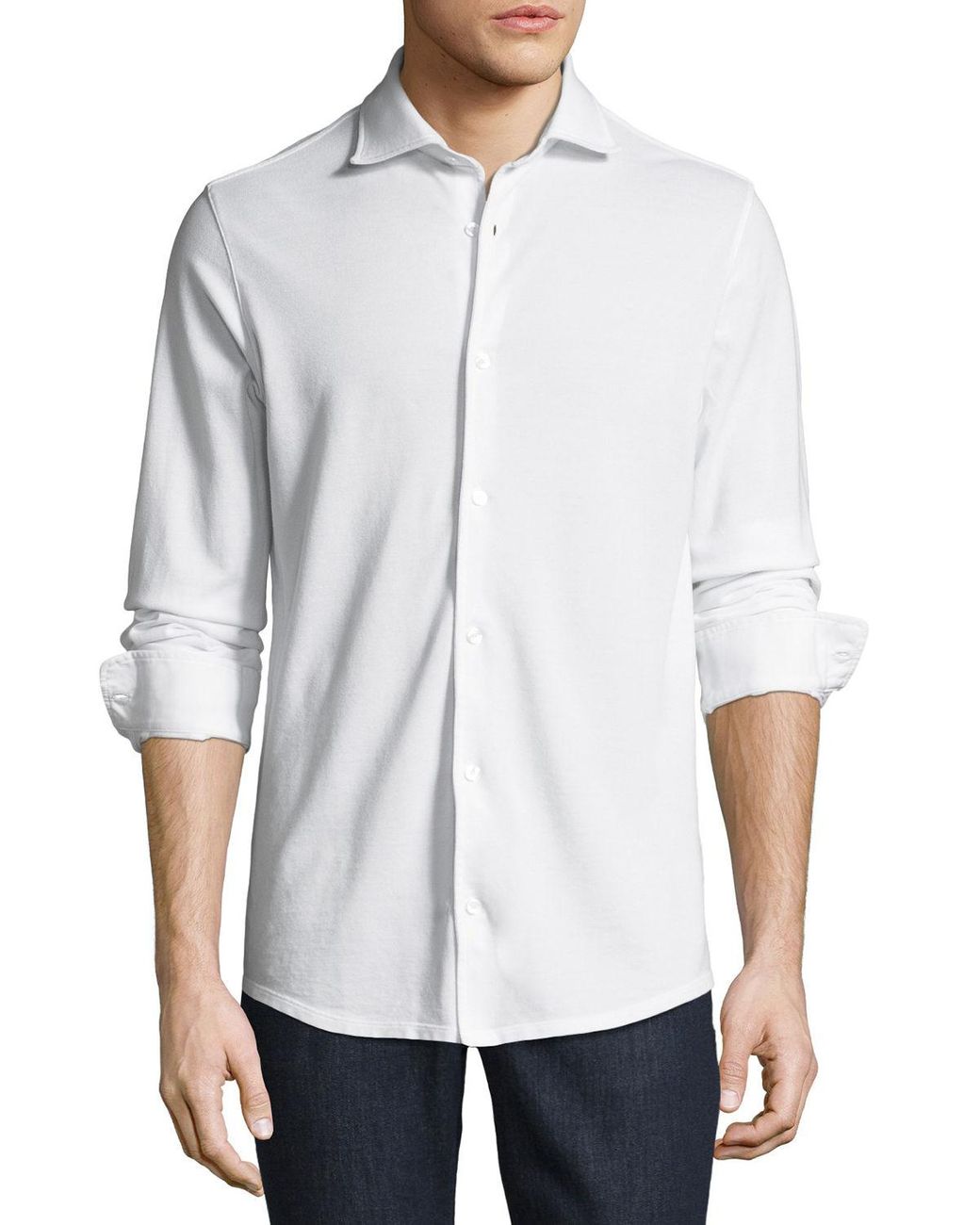 Fedeli Cotton Men's Pique-knit Polo Sport Shirt in White for Men - Lyst