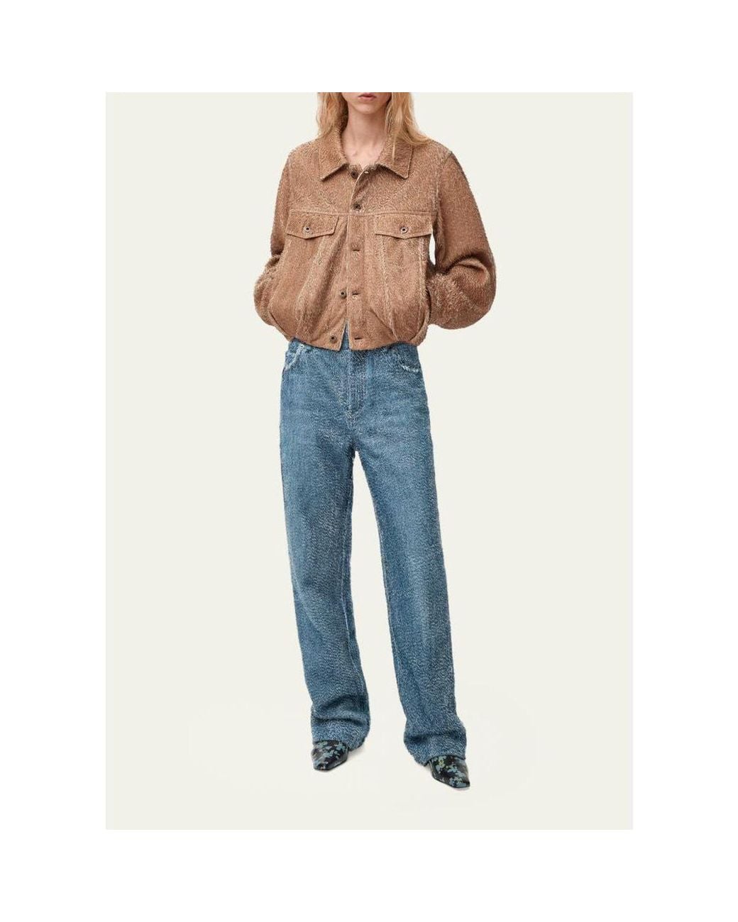 Loewe Natural Fringed Leather Balloon Jacket