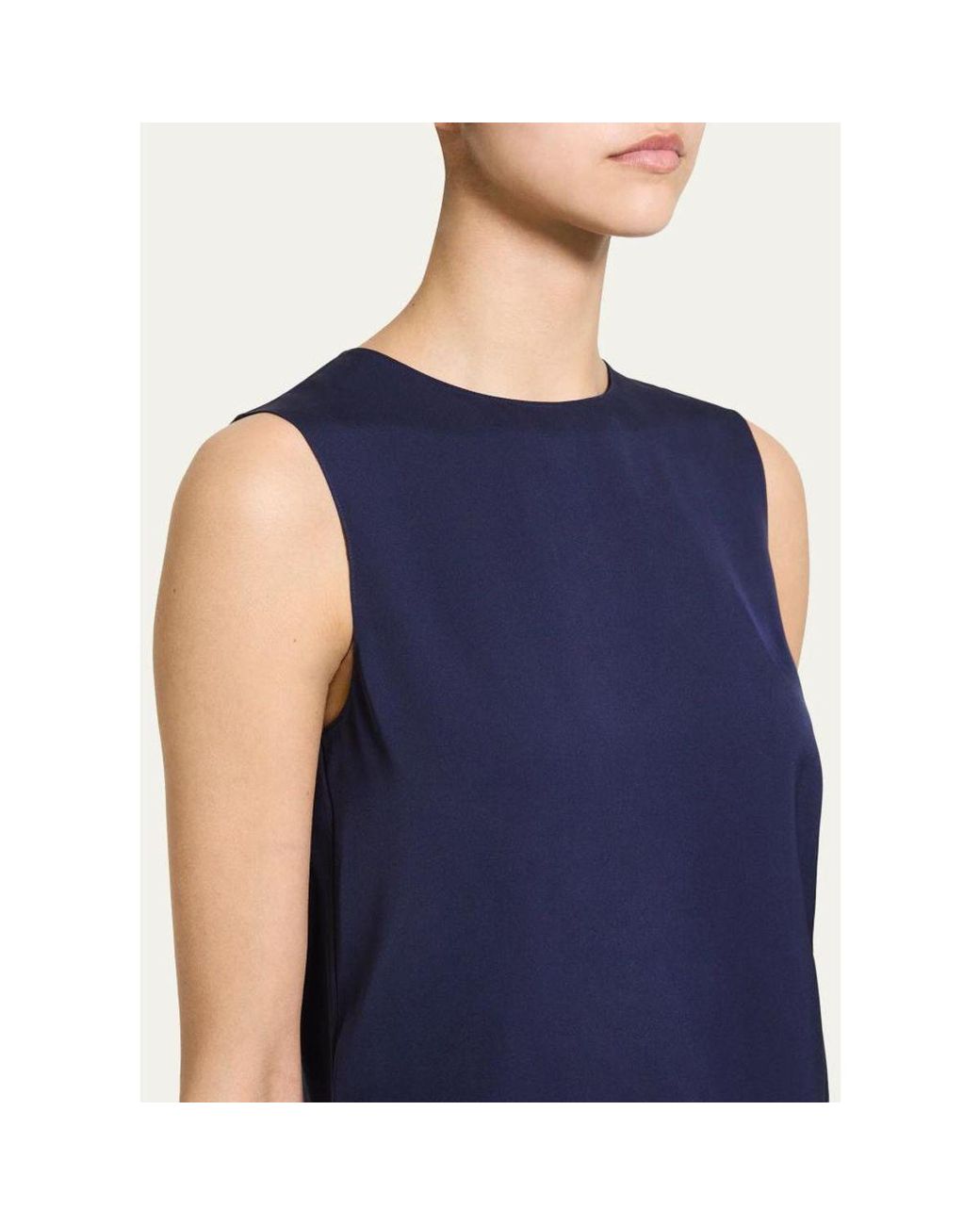 Theory Blue Silk Straight Shell Top
