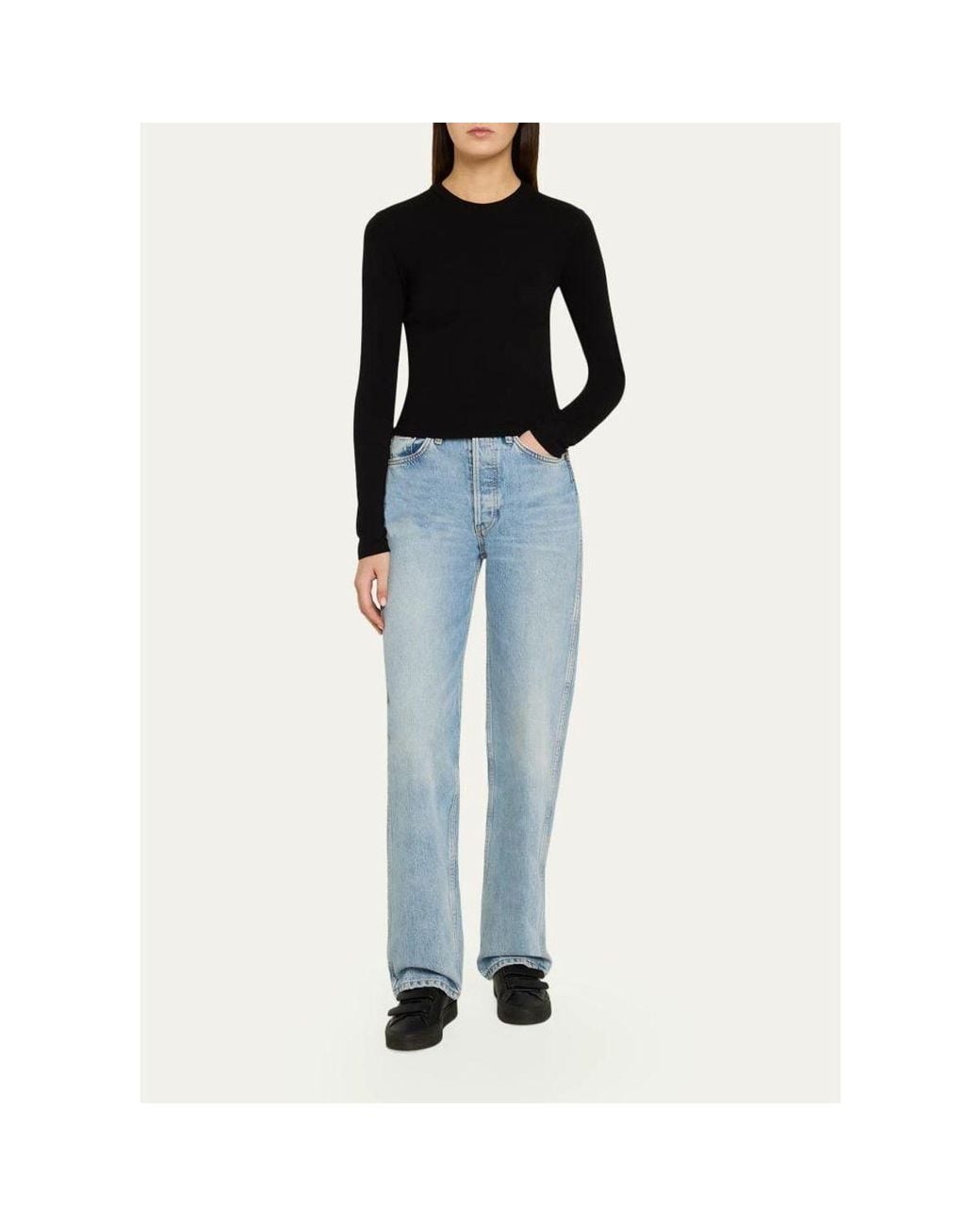 RE/DONE 90S Long Sleeve Baby Tee in Black | Lyst