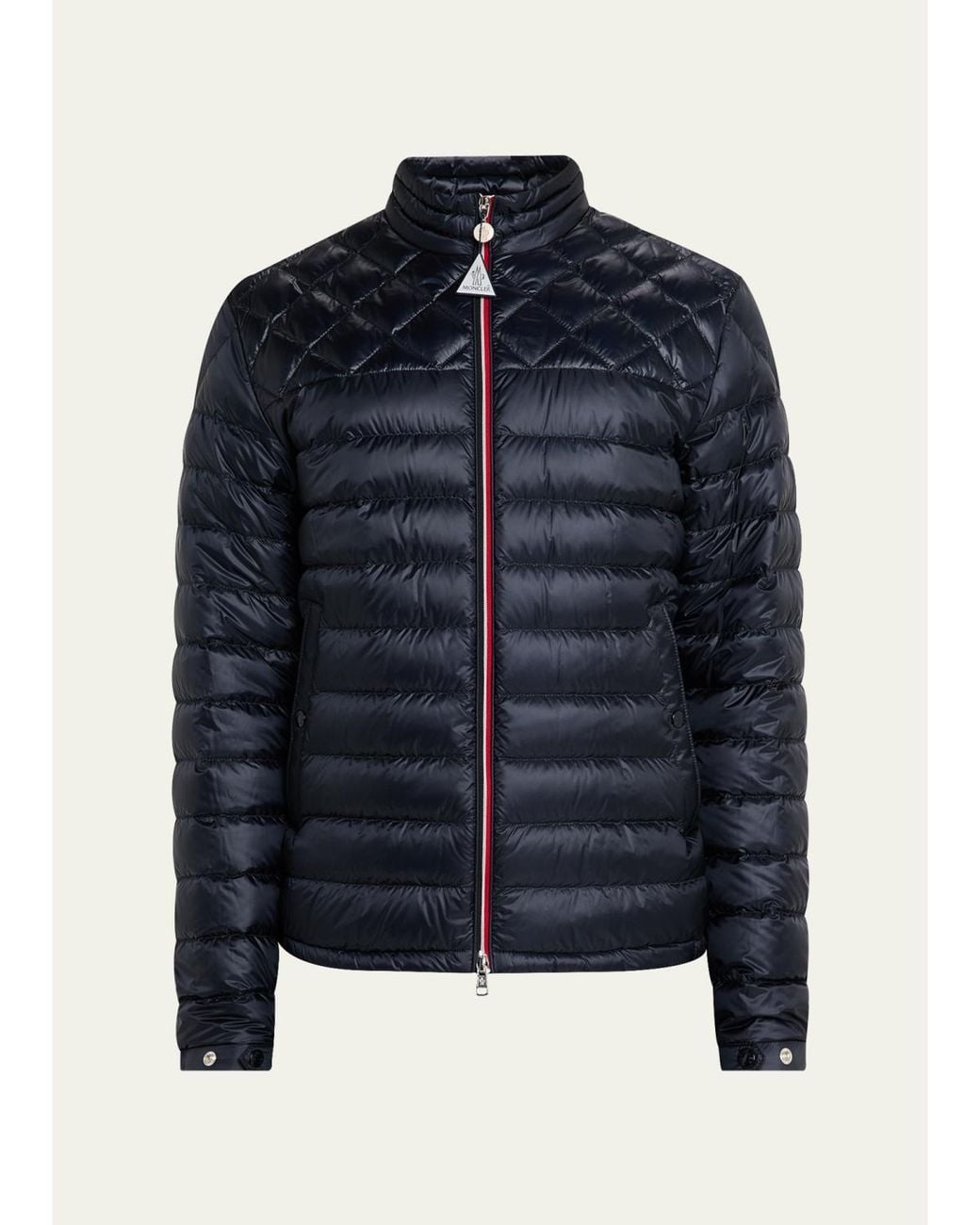 Moncler Blue Quilted Nylon Jacket for men