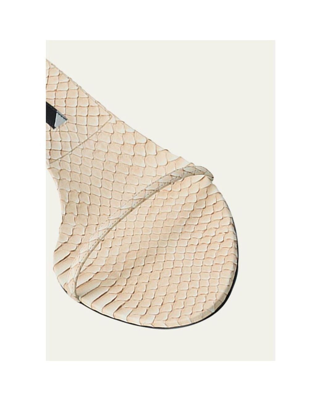 Christen Natural Python Ankle-Strap Sandals