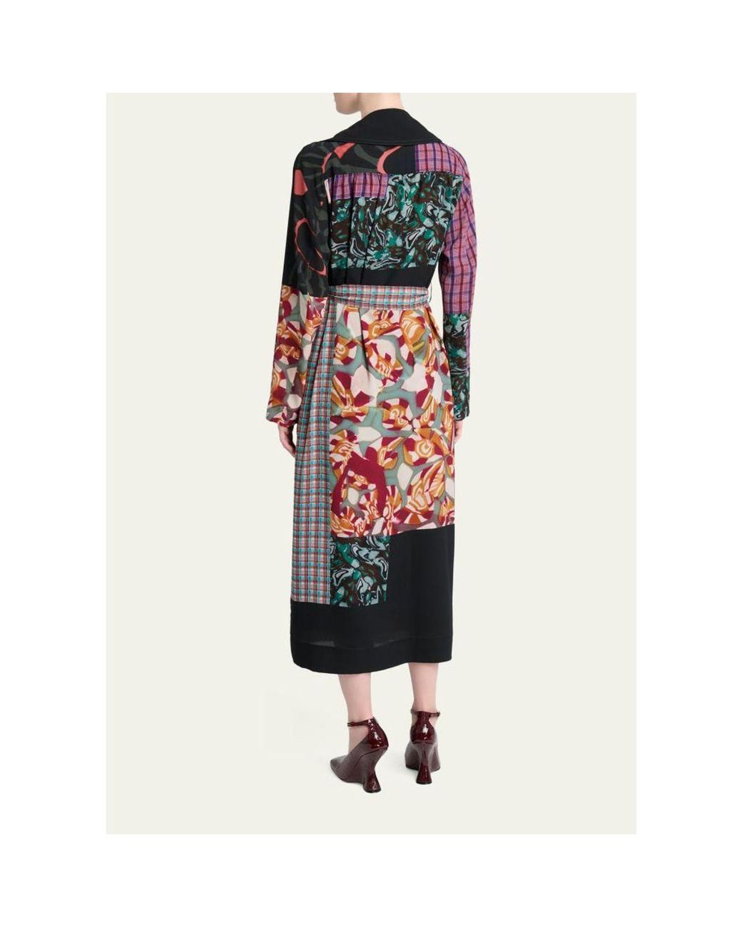 Dries Van Noten White Rolano Patchwork Double-Breasted Trench Coat
