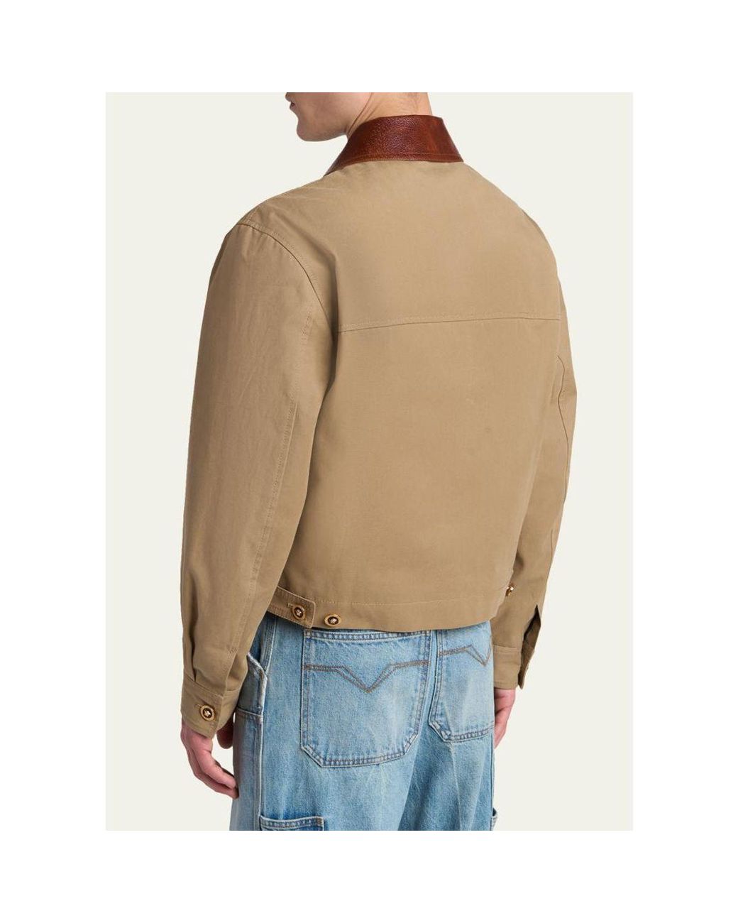 Versace Natural Leather Collar Blouson Jacket for men