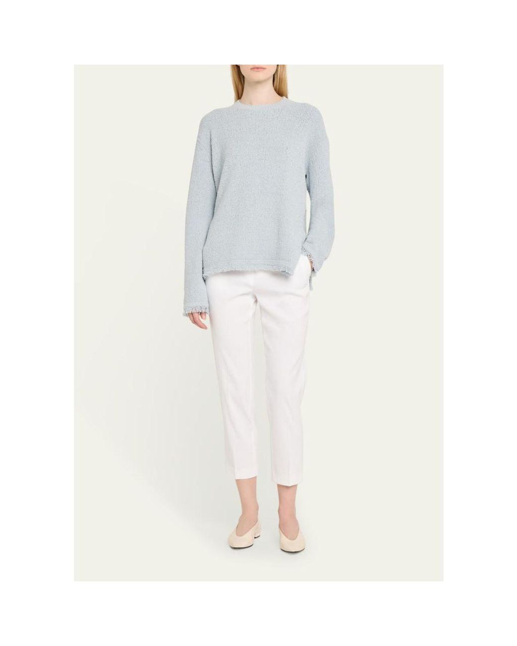 Theory White Treeca Cropped Slim Pull-On Pants